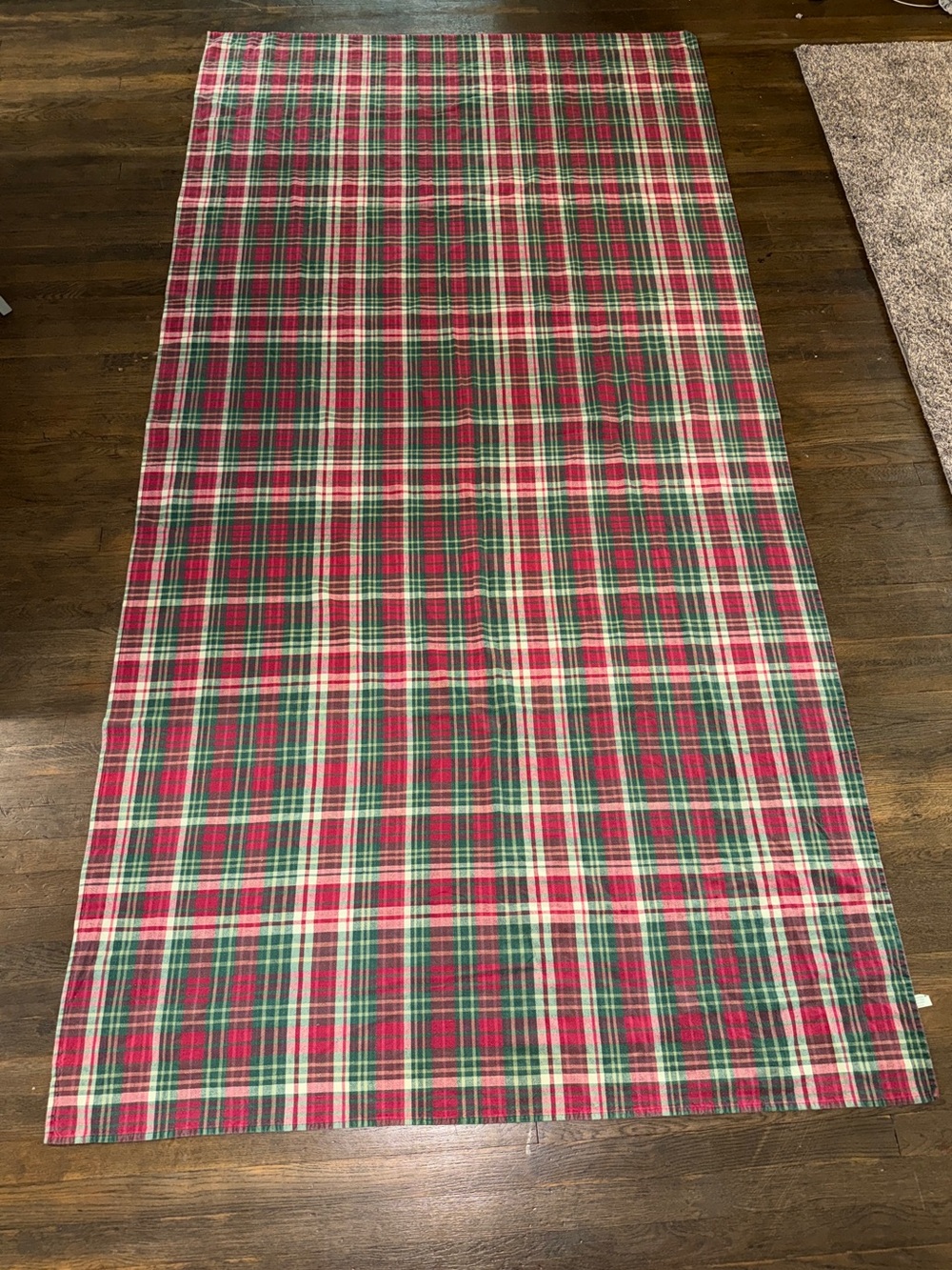 Vintage Avon Large Rectangular Red and Green Plaid Tablecloth